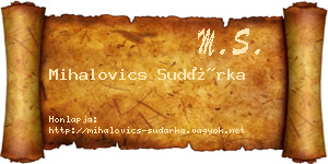 Mihalovics Sudárka névjegykártya